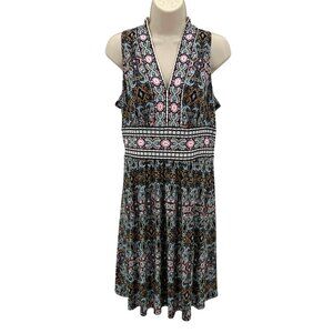 Maggy London Petite Multicolor Paisley Sleeveless Dress Size 10P